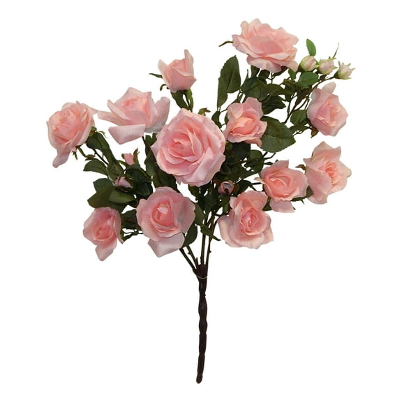 Pink Hybrid Tea Rose 27in Artificial Polysilk Faux Fake Flower Bush for Craft Home Garden Outdoor Bouquet Arrangement Ceremony Wedding Arch Floral Wall Aisle Decor (Pink, One each)
