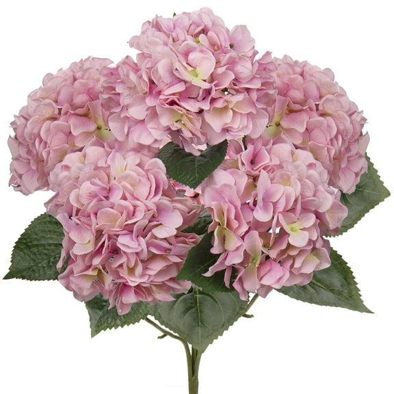 Pink Hydrangea Artificial Flowers Large Artificial Hydrangeas Silk Flowers for Home Decor Indoor Wedding Flowers Bouquets Faux Flowers Kitchen Centerpiece Table Decorations