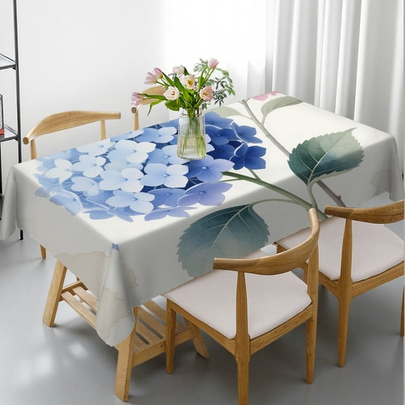 Pink Hydrangea Flowers Butterfly Tablecloths for dining table,  Holiday-Themed Design - Polyester Tablecloths Rectangular Tablecloth, Cafe, dinner,picnic, wedding, party