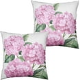 thumbnail image 1 of Pink Hydrangea Pillow Covers 18x18 Set of 2 Spring Summer Decorative Pillow Covers Flower Throw Pillow Case Square linen Cushion Case for Outdoor Living Room Couch Sofa, 1 of 6