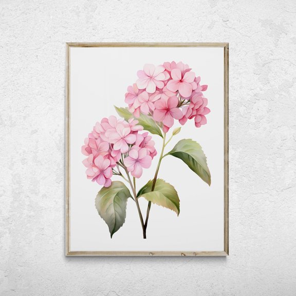 Pink Hydrangea Print, Floral Wall Art, Unframed Paper Poster 8x10in
