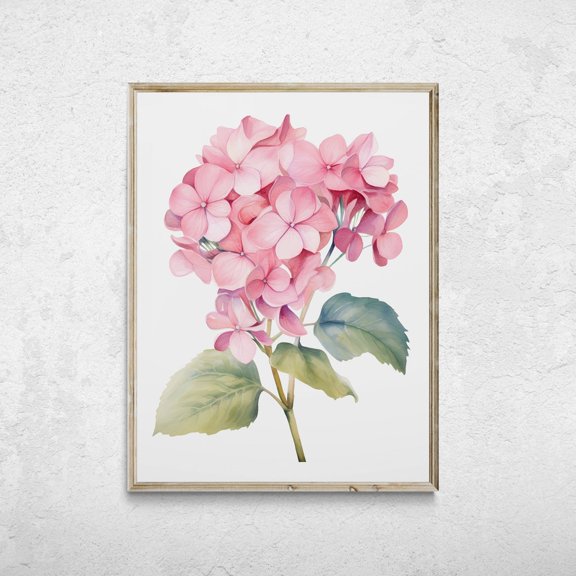 Pink Hydrangea Print, Floral Wall Art, Unframed Paper Poster 8x10in