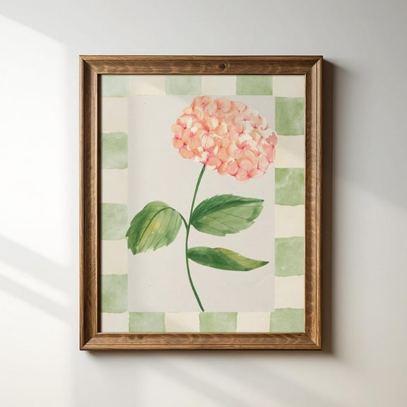 Pink Hydrangea Vintage Floral Print, Watercolor, Trendy Decor, Abstract Vintage Painting, English Garden Wall Art, Modern Wall Decor For Living Room, 8x12 UNFRAMED