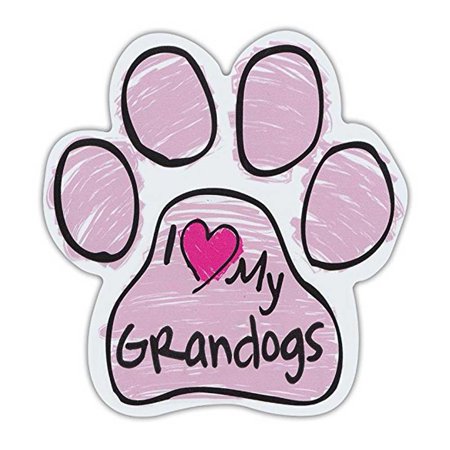 Pink I Love My Grandogs Scribble Paw Magnet