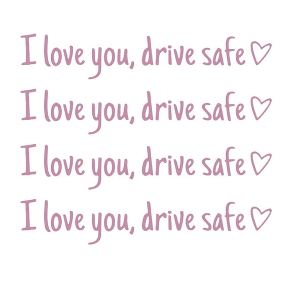 Pink I Love You Drive Safe Heart Rearview Mirror Sticker, Decal For Car Safety Decor