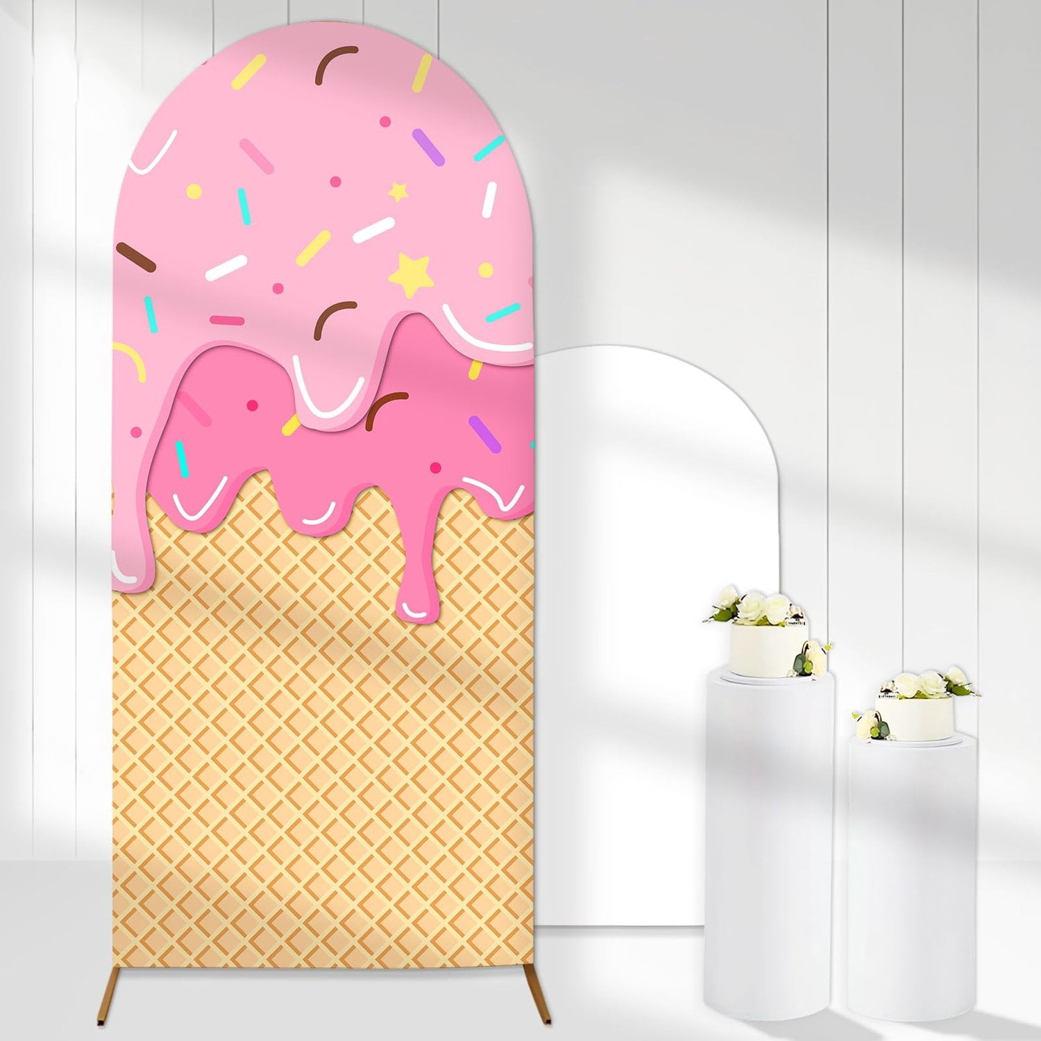 Pink Ice Cream Backdrop Cover For Birthday Party Dessert Table Decor ...