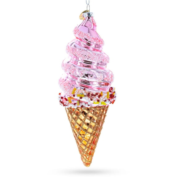 Pink Ice Cream Glass Christmas Ornament