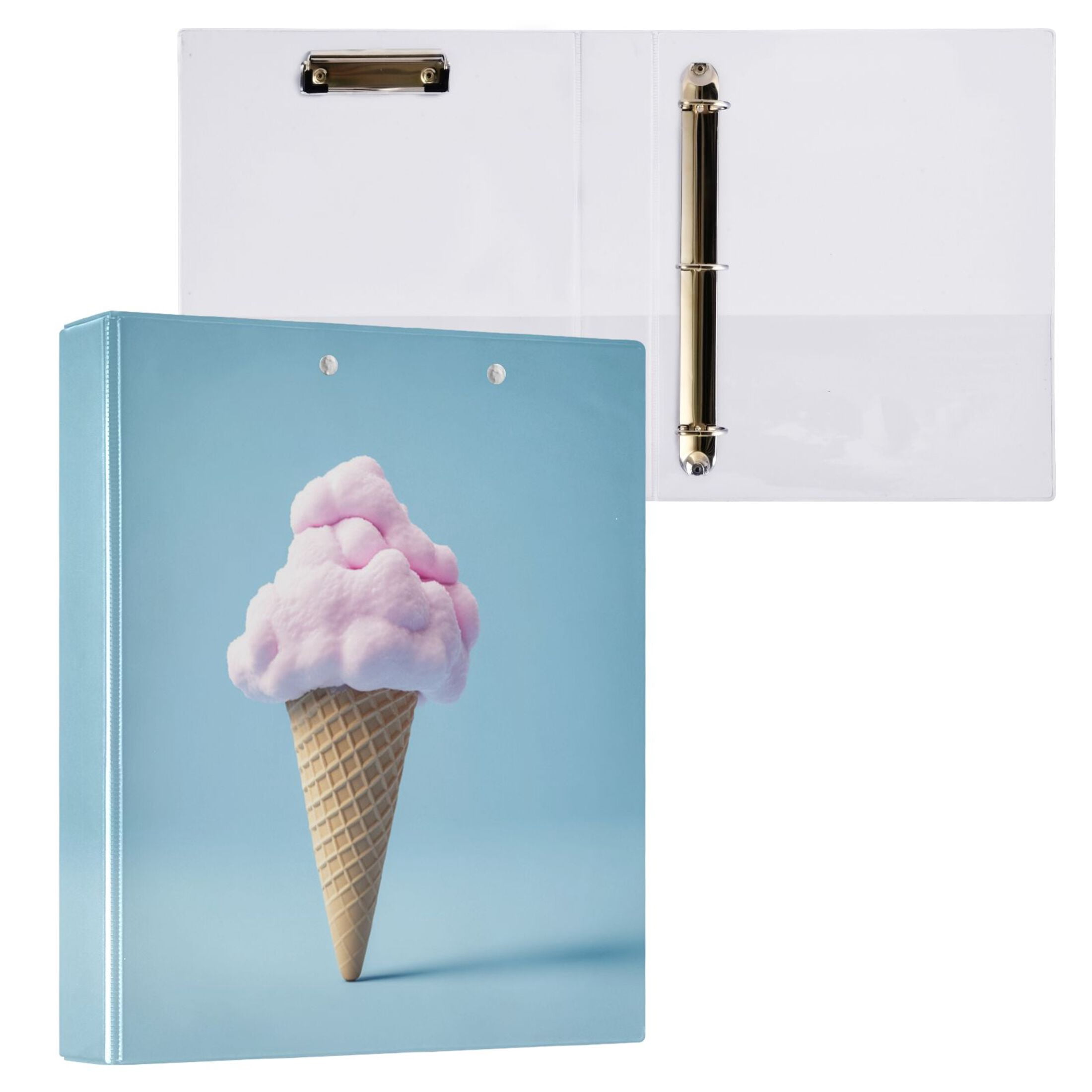 Pink Ice Cream Cone 3 Ring Hardcover Binders 1.5in Round Rings for ...