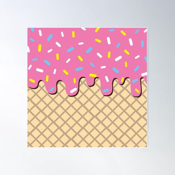 Pink Ice Cream Dripping Pattern Poster Wall Art, Modern Wall Decor For Living Room Bedroom, 24x24 UNFRAMED