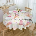 thumbnail image 1 of Pink Ice Cream Round Tablecloth 60 Inch - Waterproof Fabric Table Cloth Protector, Summer Polka Dots Watercolor Tablecloths Washable Table Cover for Kitchen Banquet Coffee Table Party, 1 of 6