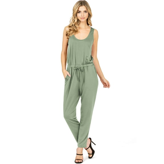 Pink Ice Women's Juniors Comfy Jogger Jumpsuit (Medium, Dusty Olive)