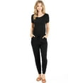 thumbnail image 1 of Pink Ice Women's Juniors Stretchy Short Sleeve Slim Fit Jumpsuit USA Made (Black, L), 1 of 4