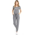 thumbnail image 1 of Pink Ice Women's Juniors Stretchy Short Sleeve Slim Fit Jumpsuit USA Made (Blue Grey, S), 1 of 4