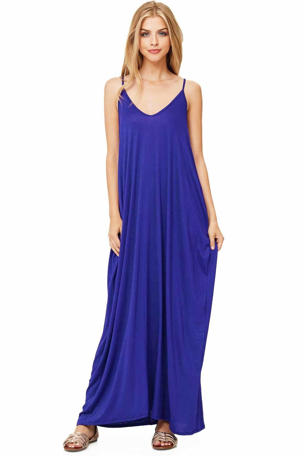 knee length dresses for ladies Plus Size Spaghetti Strap Pocket Dress – L I V D main image 0