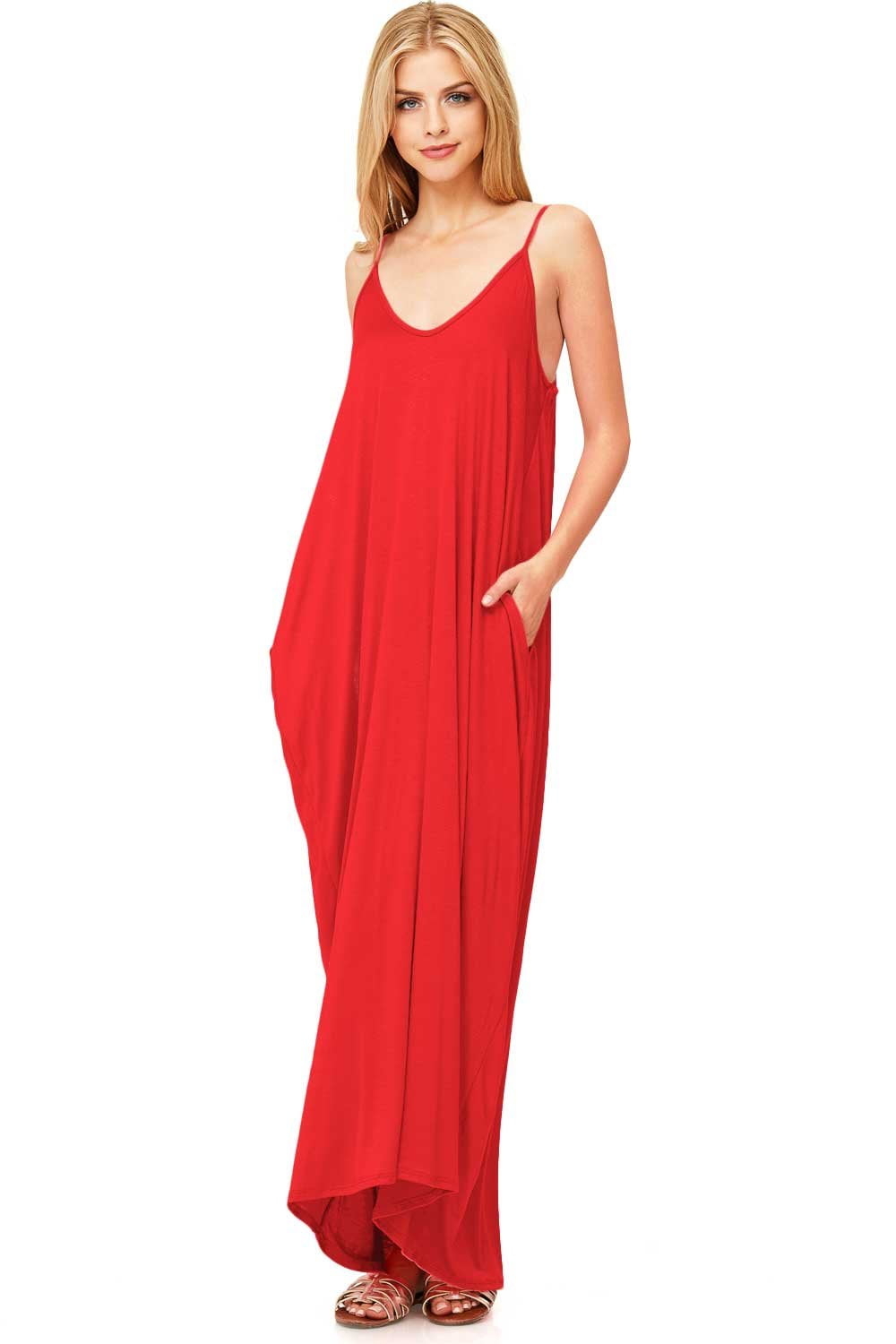 Pink Ice Women's Trendy Harem Cut Maxi Dress w Pockets (S, Red) -  Walmart.com