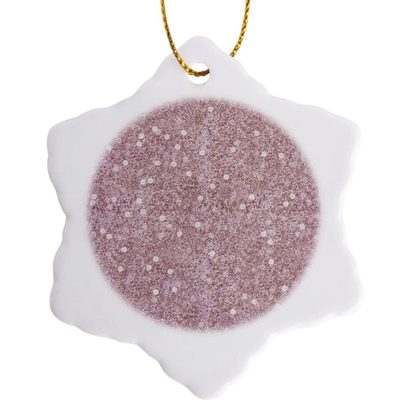 3drose, Pink Image of Glitter Bokeh, 3 inch Snowflake Porcelain Ornament