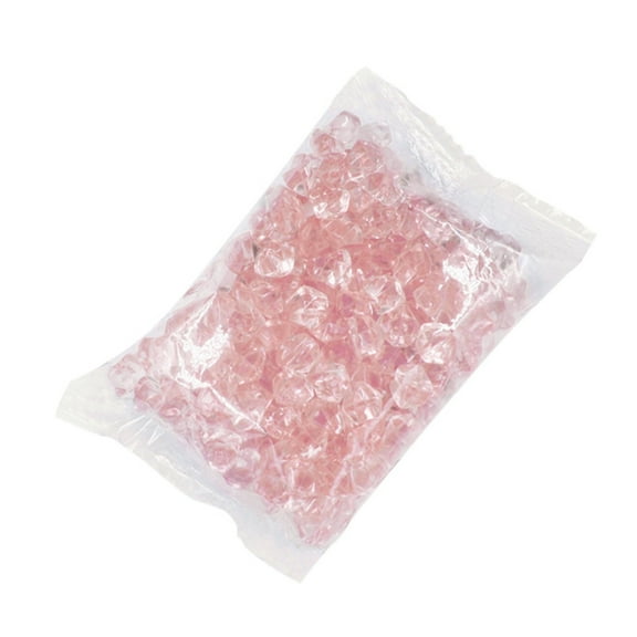 Pink Imitation Ice Cubes 200Pcs - 1Cm Acrylic Irregular Shape Fake Ice Rocks for Vase Filler, Diy Craft, Wedding Decor, Party Centerpieces - Reusable Decorative Gems, Non-Melting & Odorless
