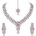 thumbnail image 1 of PARSHWA CREATIONS Silver-Plated Pink Indian Stone & Kundan Choker Jewelry Set for women's, 1 of 5