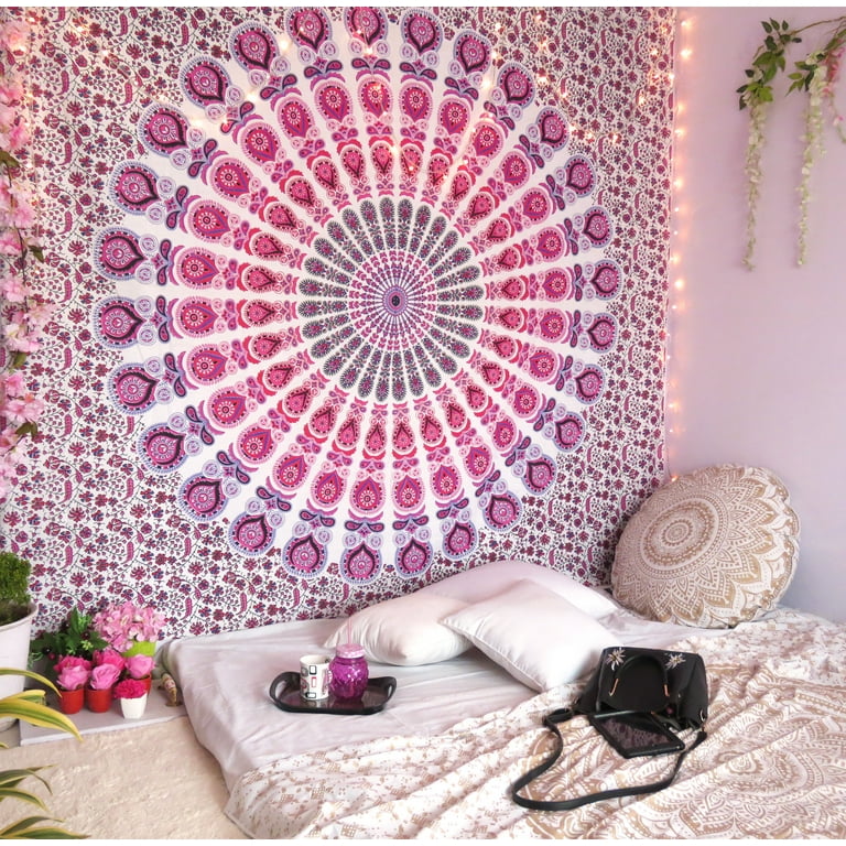 Throw Tapestry- Pink Mandala Design Throw Tapestry- Pink Mandala Design