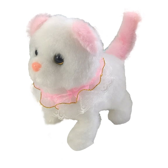 Pink Indoor Doll With Oscillating Tail Can Walk And Call Simulation Kitty Plush Toy For Children Pink