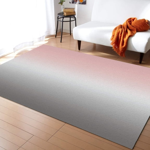 Pink Indoor Modern Contemporary Area Rug, Ombre Color Pink and Gray Ultra Soft Non-Shedding Carpet Floor Mats Stain Resistant Living Room Bedroom Area Rugs Washable 4x5ft