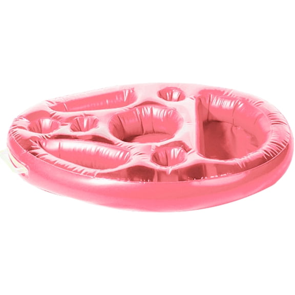 Pink Inflatable 8 - Hole Pool Floating Bar – Drink & Snack Holder for Summer Fun