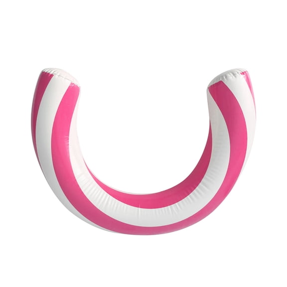 Pink Inflatable Swim Ring Pool Float Lollipop Design Curved Noodle Style Summer Water Fun Tube