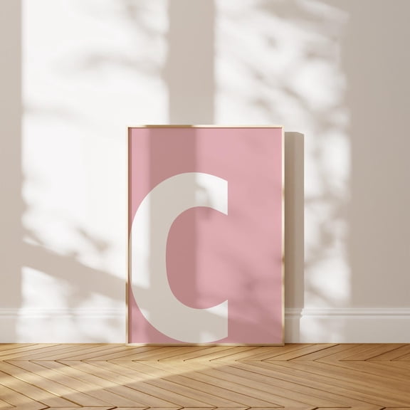 Pink Initial C Print Bold Alphabet Wall Art Capital Letter Print Preppy Room Letters Home Decor #2850, 8x12 UNFRAMED