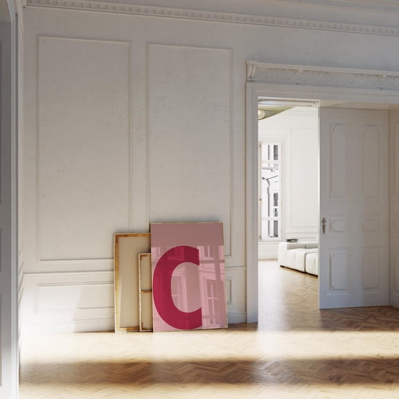 Pink Initial C Print Trendy Alphabet Wall Art Monogram Print Letter Nursery Decor Home Decor UNFRAMED Poster, Wall Art for Decor, Present, 24x36