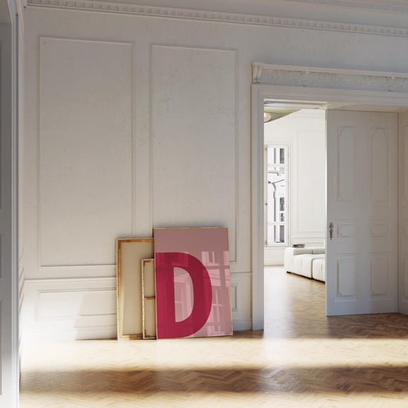 Pink Initial D Print Bold Alphabet Print Letter Girls Minimalist Preppy Wallart UNFRAMED Poster, Wall Art for Decor, Present, 12x18