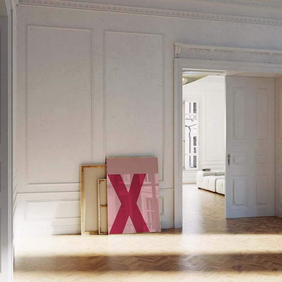 Pink Initial X Print Letter For Girls Minimalist Print Preppy Wallart Alphabet Letter Home Decor #2606, 12x18 UNFRAMED