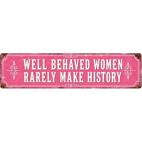 Pink Inspirational Aluminum Sign, Vintage Quote Wall Decor, Rustic Plaque Gift for Office Bedroom Studio 4x16 Inch