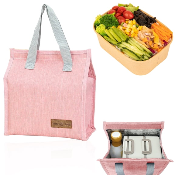 Pink Insulated Lunch Bag for Women and Men, Reusable Leakproof Lunch Tote 25x22cm, Large Capacity Thermal Lunch Box Bag for Office Work School Travel Picnic Beach