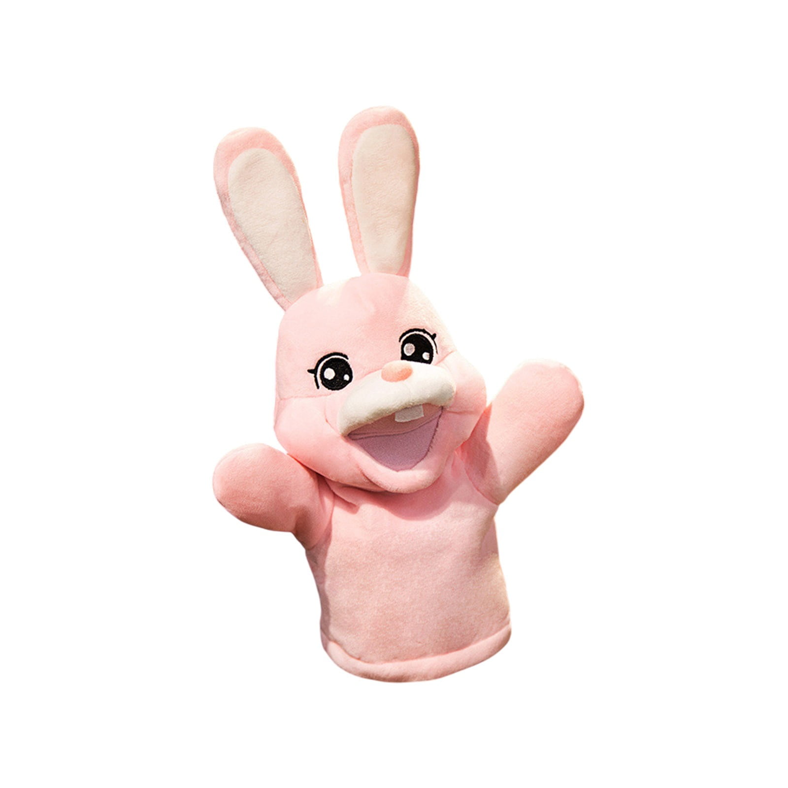 Pink Interactive Hand Puppet Bunny Plush Toy With Movable Mouth ...