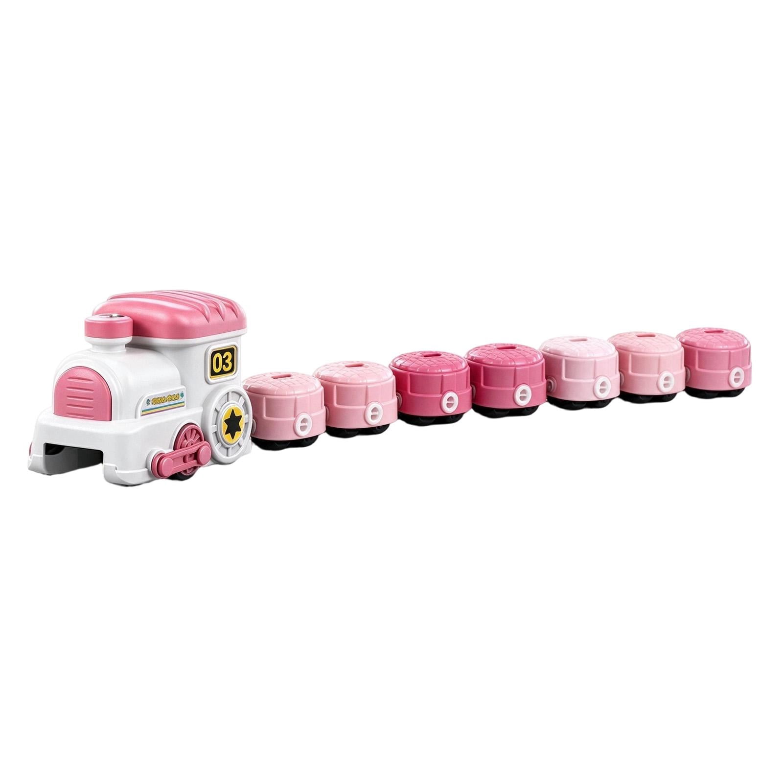 Pink Interactive Magnetic Toys Train Set Connectable Steam Locomotive ...