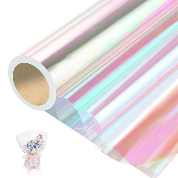 Kaala Iridescent Cellophane 50 ft X 35 in Pink, Cellophane Wrap for Gift Baskets, Extra Wide Cellophane Roll for Halloween Candy Basket Treats Party favor Birthday Wedding Crafts