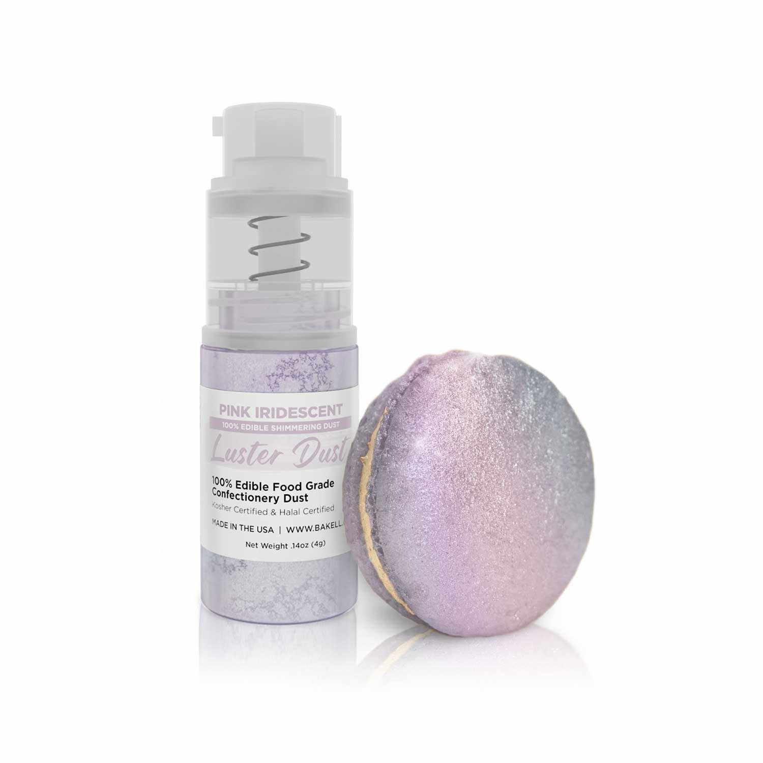 Bakell - Pink Iridescent Edible Luster Dust and Paint (4g, 1x Pump) Edible Vegan Dust \u0026 Paint for Baking, Desserts and Beverages