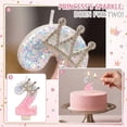 thumbnail image 1 of Pink Iridescent Number 2 Birthday Cake Candle with Crown Topper Princess Theme Girl 2Nd Birthday Party Decorations, 1 of 5