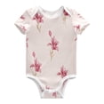 thumbnail image 1 of Pink Irises Flowers Pure Cotton Bodysuit Short Sleeve Pajamas One-Piece Romper Unisex 12M, 1 of 6