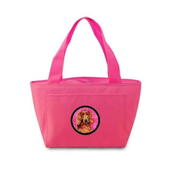 Pink Irish Setter Zippered Insulated School Washable And Stylish Lunch Bag Cooler - Pink - 15 x 4 x 7 in.