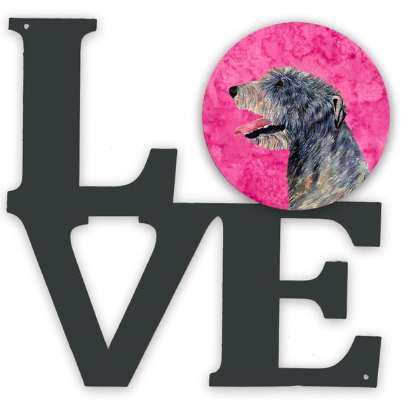 Pink Irish Wolfhound Metal Wall Artwork LOVE