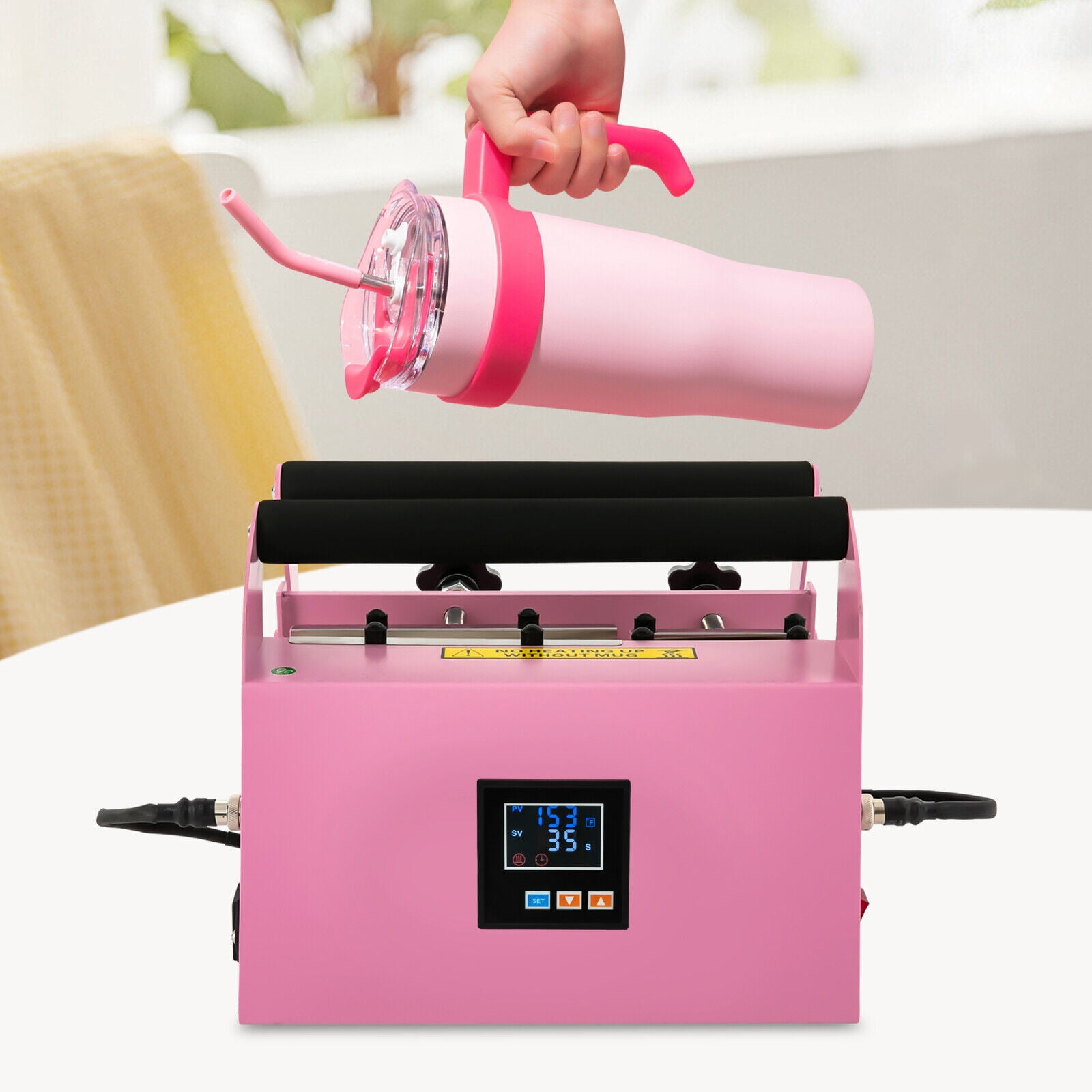 Pink Iron Car Cup Mug Press Heat Machine, Tumbler Heat Press Machine 500W 110V Car Cup Mug Press Machine Tumbler Heat Press