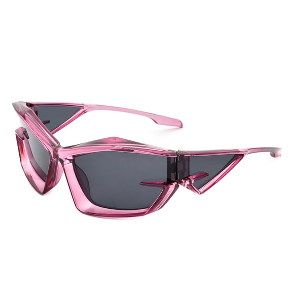 Pink Irregular Frame Sunglasses - Dark Lens Cute Sun Protection Eyewear