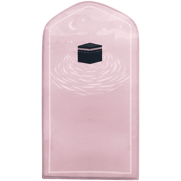Pink Islamic Mat, Lightly Padded Prayer Rug, Velvet Muslim Prayer Rug with Kaaba Pattern, Foldable Portable, 19.7 x 35.4 in