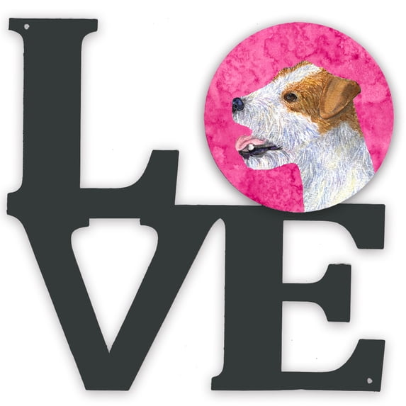 Pink Jack Russell Terrier Metal Wall Artwork LOVE