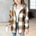 thumbnail image 1 of Pink Jacket for Girls Size 14-16 Flannel Jacket For Girls Trendy - Fleece Lined Button Down Plaid Shacket Long Sleeve Hooded Jackets Fall Winter Coat, 1 of 5