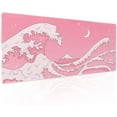 thumbnail image 1 of Pink Japanese Anime Gaming Mouse Pad XL Cute Kawaii Aesthetic Wave Extended Big Large Desk Mat Non-Slip Rubber Base Stitched Edge Long Keyboard Mousepad for PC Computer Laptop,31.5×11.8 in, 1 of 6
