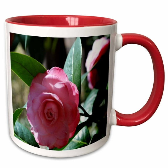 3drose, Pink Japanese Camellia a Pink Flower, 11oz Two-tone Red Mug