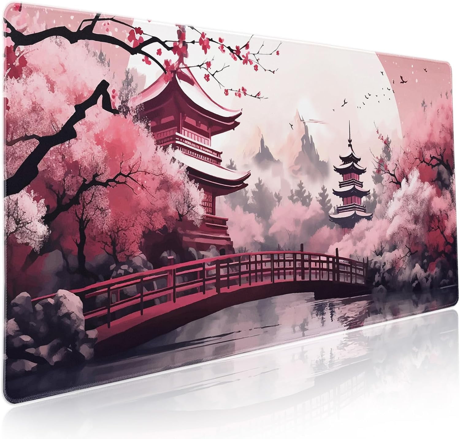 ★24-25FW新作★KIRSH★CHERRY LONG PADDING Pink Japanese Cherry Blossom Large Mouse Pad XXL Sakura