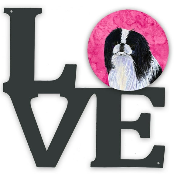 Pink Japanese Chin Metal Wall Artwork LOVE